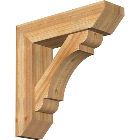 Olympic Slat Rough Sawn Bracket W/ Offset Brace, Western Red Cedar, 8W X 30D X 30H